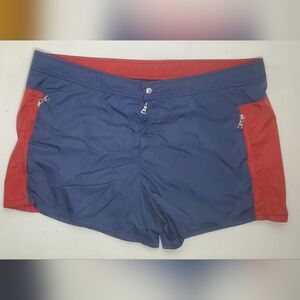 Prada Size 50/M Men's Navy Blue and Red Bathingsuit Shorts